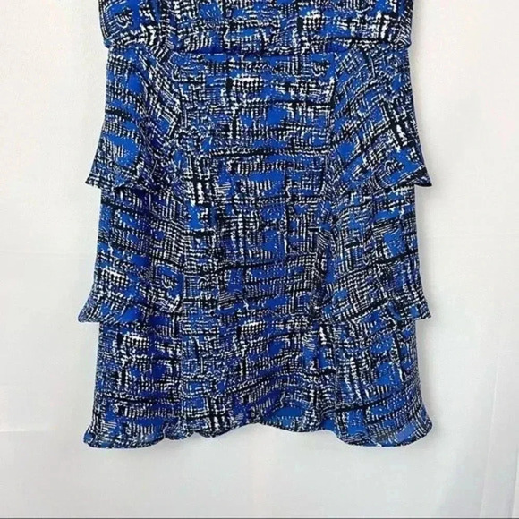 Banana Republic Blue & Black Brushstroke Layered Fit & Flare Mini Dress 6 - Picture 4 of 5